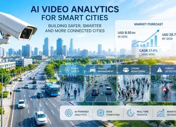 AI video analytics platform monitoring traffic, pedestrians and public safety across a smart city environment