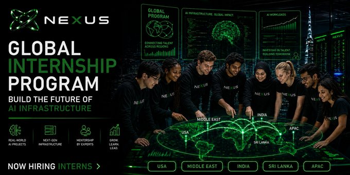 Students and young technology professionals collaborate during the NEXUS AIDC Global Internship Program focused on AI infrastructure and data center operations.