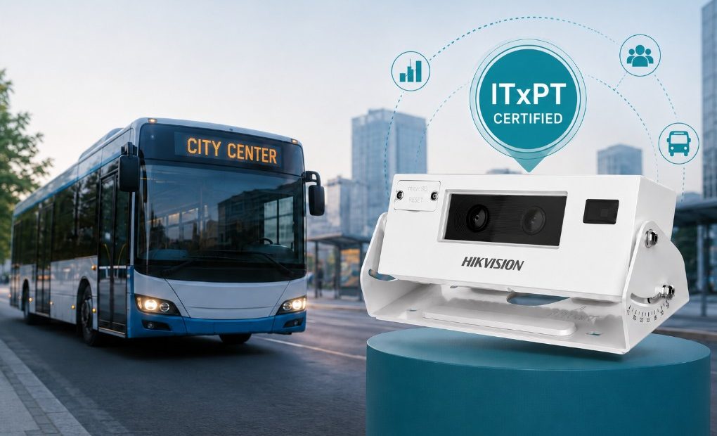 Hikvision Dual-Lens Passenger Counting Camera certified to the ITxPT standard for public transport.