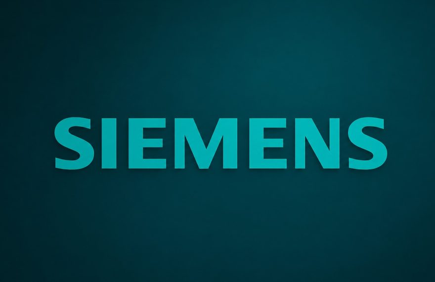 Siemens logo illustrating the company's €300 million investment in switchgear production for AI data centres