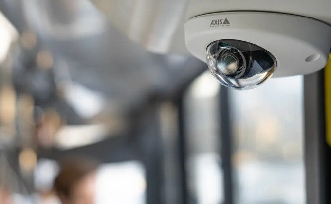 Axis onboard dome camera installed inside a bus