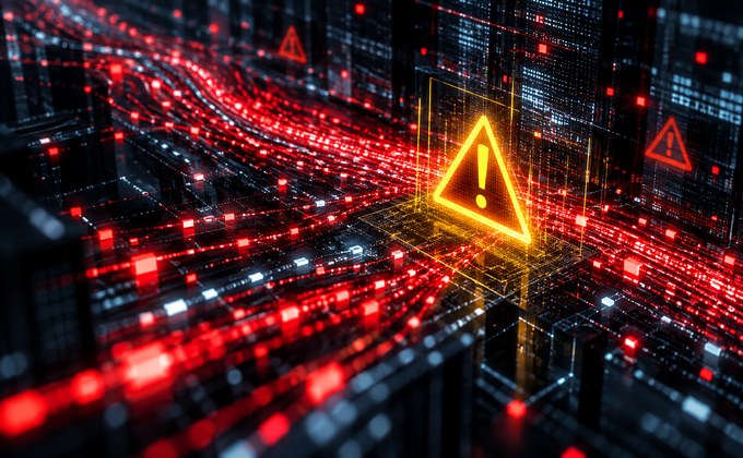 Cybersecurity warning illustration representing rising DDoS and flooding attacks
