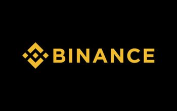 Binance cryptocurrency exchange logo in yellow on a black background