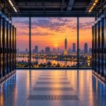Data center server room overlooking Cairo, illustrating Egypt's digital infrastructure expansion