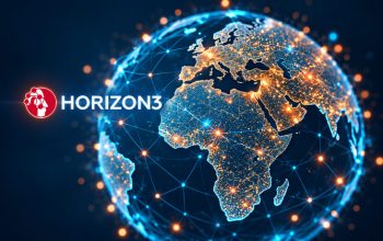 Horizon3 logo over a digital globe highlighting Europe, the Middle East and Africa