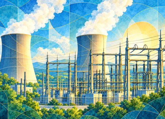 UAE nuclear facility security illustration showing nuclear power and electrical infrastructure