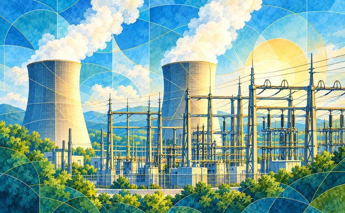 UAE nuclear facility security illustration showing nuclear power and electrical infrastructure