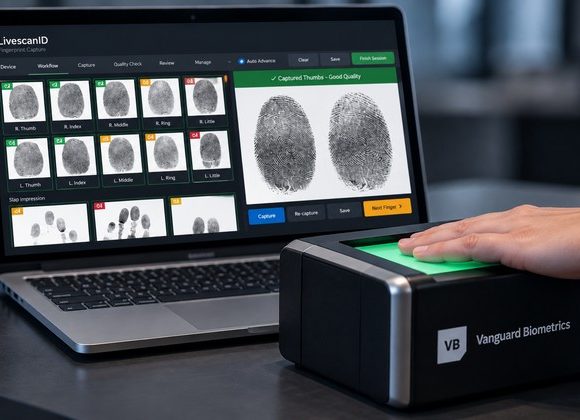 Vanguard LiveScanID fingerprint capture platform with biometric scanner and enrollment software